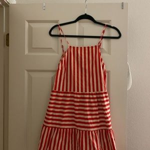 Petite Red and White Striped Sundress